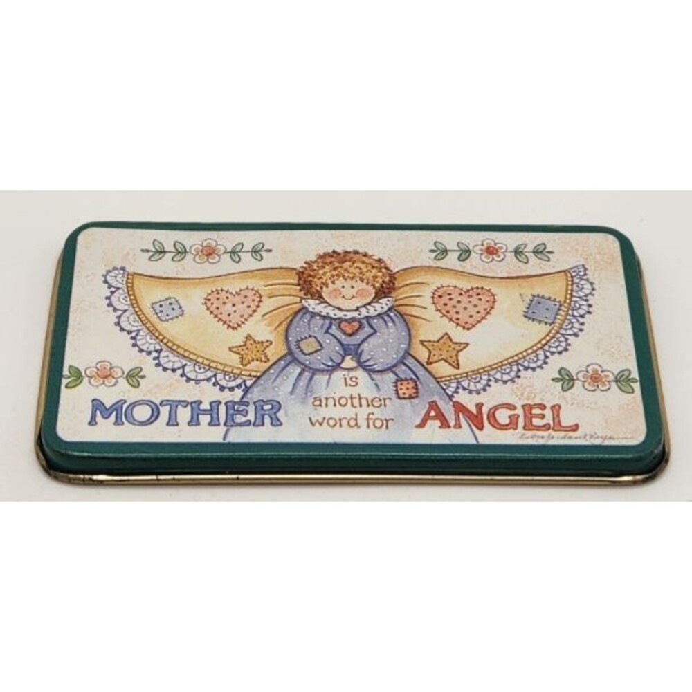 VTG Folk Art Angel Mother's Day Tin Magnet Robin Davis Patchwork Country